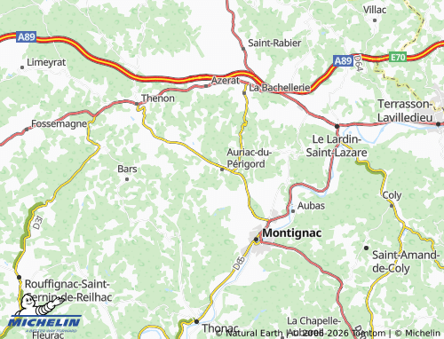 Carte MICHELIN Auriac-du-Périgord - ViaMichelin