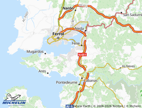 MICHELIN Concello de Fene map - ViaMichelin