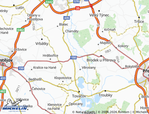 Mappa MICHELIN Dub nad Moravou - ViaMichelin