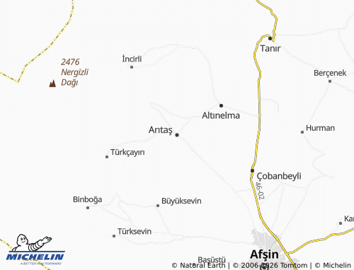 MICHELIN Arıtaş map - ViaMichelin