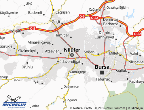 Kaart MICHELIN Nilüfer - ViaMichelin