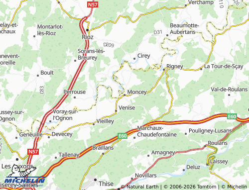 Mappa MICHELIN Moncey - ViaMichelin