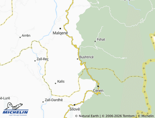 MICHELIN-Landkarte Bushtricë - ViaMichelin
