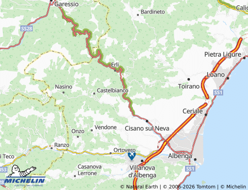 Carte MICHELIN Zuccarello - ViaMichelin