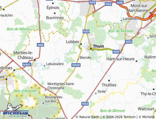MICHELIN Biercée map - ViaMichelin
