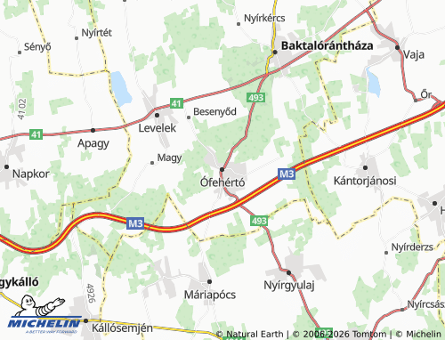 Mapa MICHELIN Ófehértó - ViaMichelin