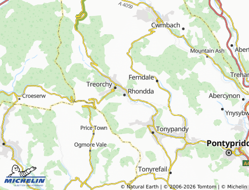 Mappa MICHELIN Rhondda - ViaMichelin