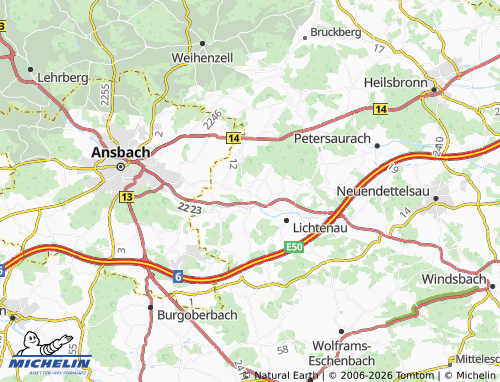 MICHELIN Sachsen bei Ansbach map - ViaMichelin