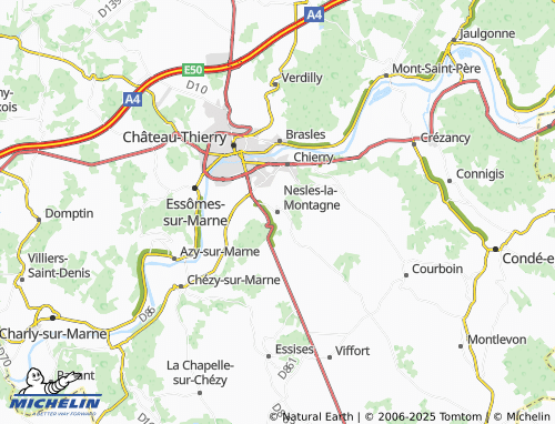 Carte MICHELIN Nesles-la-Montagne - ViaMichelin