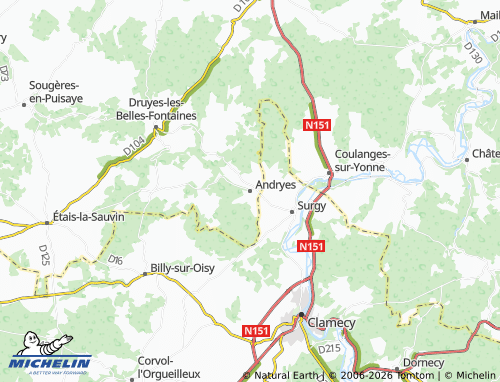 Mapa MICHELIN Andryes - ViaMichelin