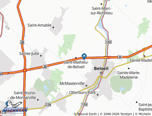 Kaart MICHELIN Saint-Mathieu-de-Beloeil - ViaMichelin