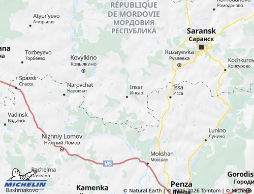 MICHELIN-Landkarte Insarski Rajon - ViaMichelin