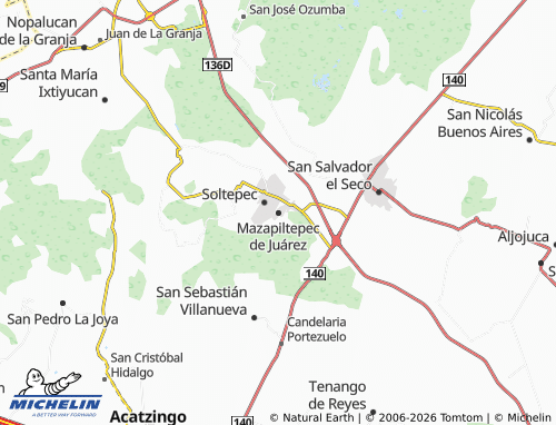 MICHELIN Mazapiltepec de Juárez map - ViaMichelin