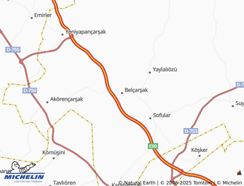 MICHELIN Belçarşak map - ViaMichelin