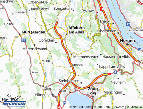 MICHELIN-Landkarte Mettmenstetten - ViaMichelin