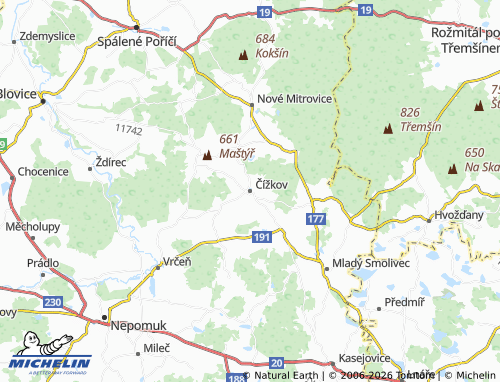 Mapa MICHELIN Čížkov - ViaMichelin