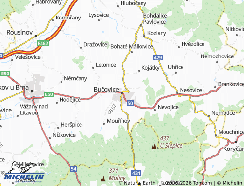 Kaart MICHELIN Bučovice - ViaMichelin
