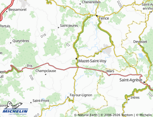 MICHELIN Mazet-Saint-Voy map - ViaMichelin