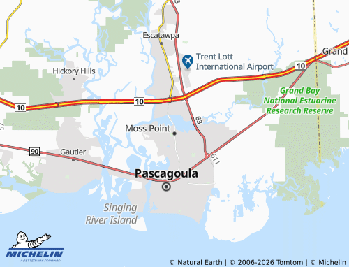Mapa MICHELIN Moss Point - ViaMichelin