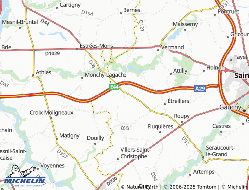 MICHELIN Beauvois-en-Vermandois map - ViaMichelin