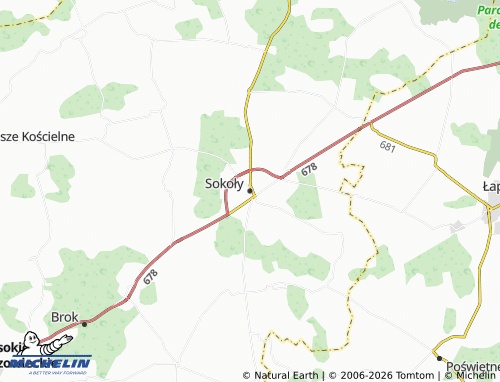 MICHELIN Sokoły map - ViaMichelin