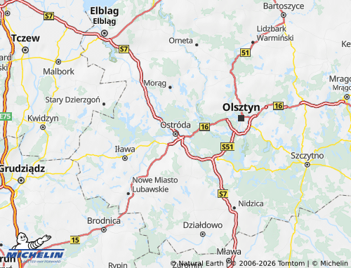 MICHELIN Ostródzki map - ViaMichelin