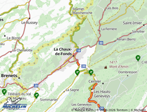 Mappa MICHELIN La Chaux-de-Fonds - ViaMichelin