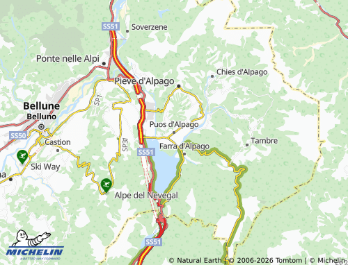 MICHELIN Puos d'Alpago map - ViaMichelin