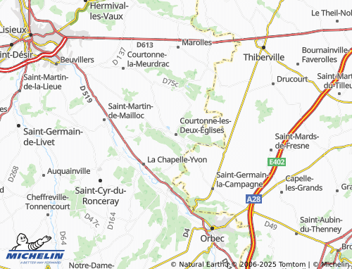 MICHELIN Courtonne-les-Deux-Églises map - ViaMichelin