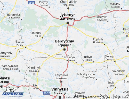 MICHELIN Berdychivskyi raion map - ViaMichelin