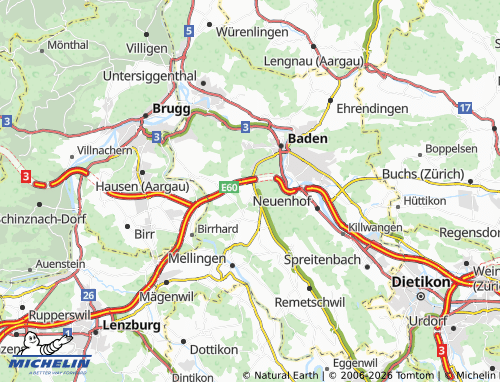 MICHELIN-Landkarte Dättwil Aargau - ViaMichelin