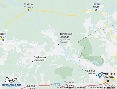 MICHELIN-Landkarte Slobodo-Turinski Rajon - ViaMichelin