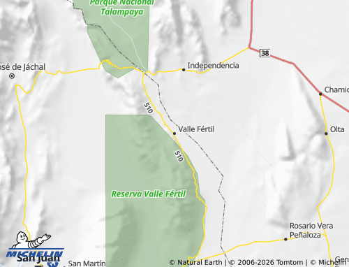 MICHELIN Valle Fértil map - ViaMichelin