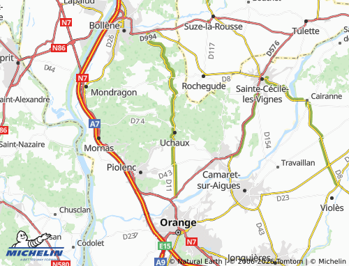 MICHELIN Uchaux map - ViaMichelin