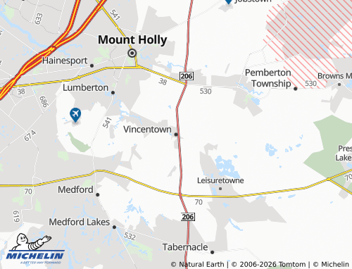 Mappa MICHELIN Vincentown - ViaMichelin