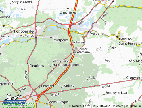 MICHELIN Villeneuve-sur-Verberie map - ViaMichelin