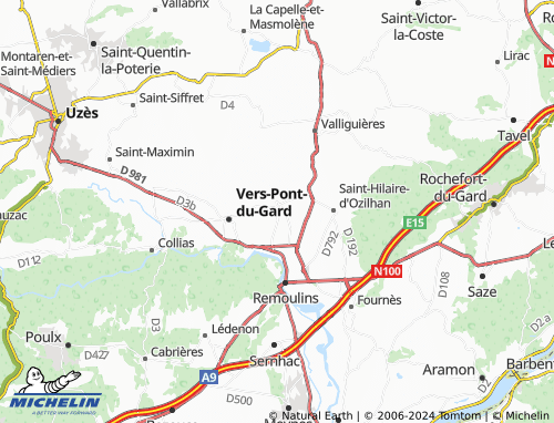 Carte MICHELIN Castillon-du-Gard - ViaMichelin