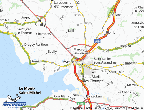 MICHELIN Marcey-les-Grèves map - ViaMichelin