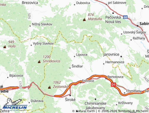 MICHELIN-Landkarte Lipovce - ViaMichelin