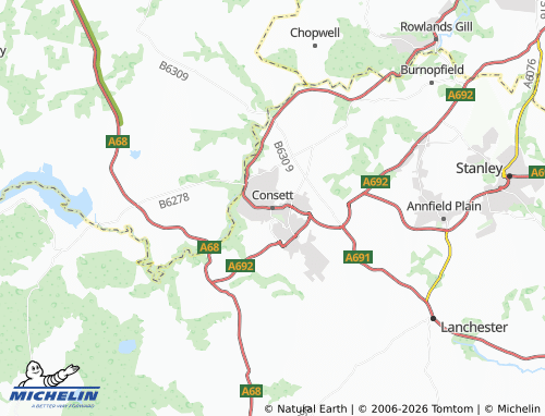 Carte MICHELIN Consett - ViaMichelin