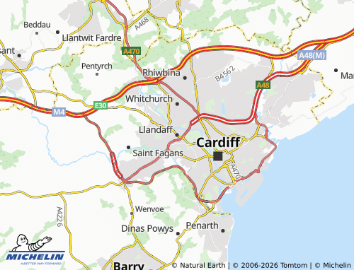 MICHELIN Llandaff map - ViaMichelin