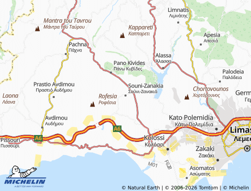Mapa MICHELIN Souni-Zanakia - ViaMichelin
