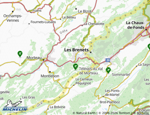 MICHELIN Villers-le-Lac map - ViaMichelin