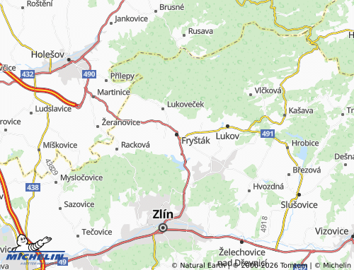 Mapa MICHELIN Fryšták - ViaMichelin
