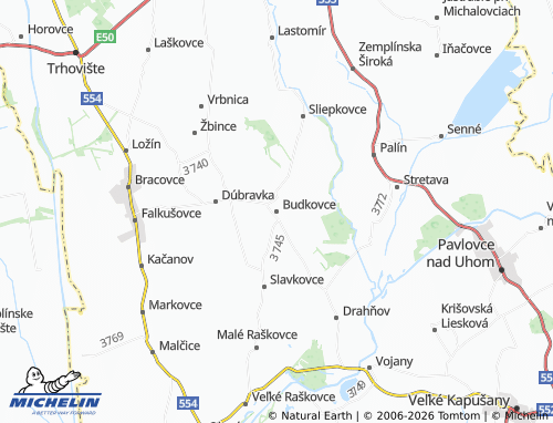 MICHELIN-Landkarte Budkovce - ViaMichelin