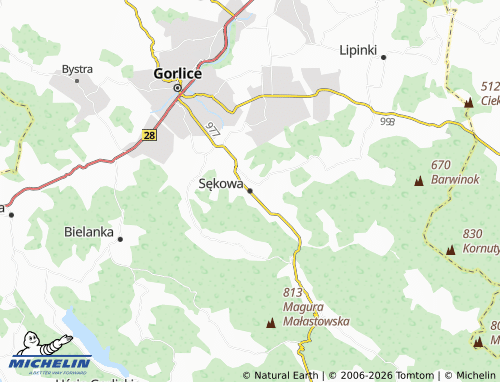 MICHELIN Sękowa map - ViaMichelin