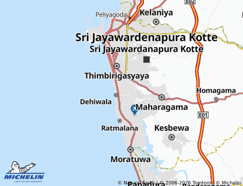 MICHELIN Malwatta map - ViaMichelin