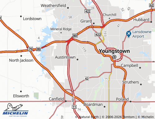 Carte MICHELIN Austintown - ViaMichelin