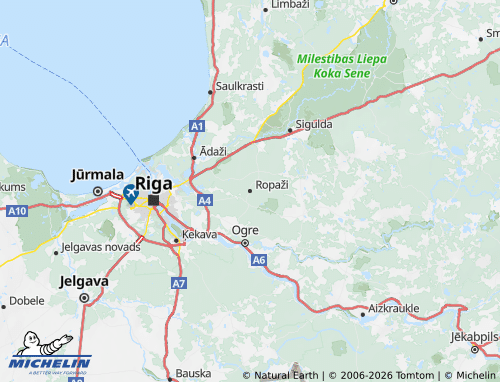 MICHELIN Ropažu novads map - ViaMichelin