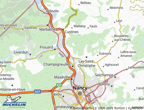 MICHELIN Bouxières-aux-Dames map - ViaMichelin